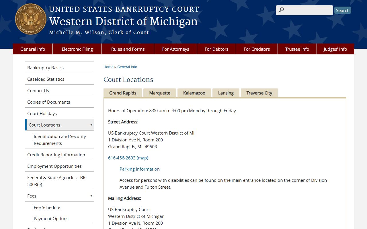 Iron County Marquette court location for bankruptcy records