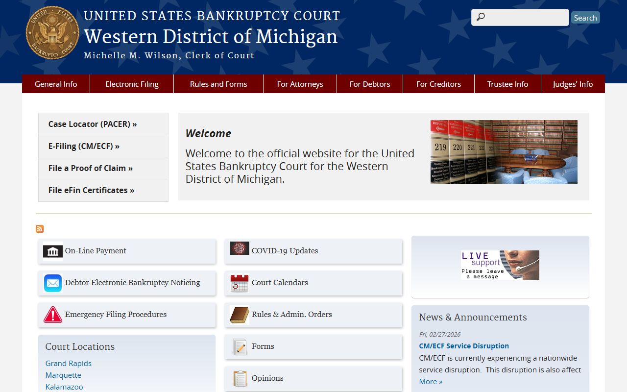 Mason County Western District court information for bankruptcy records